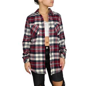 Y2k Urban Outfitters Red Plaid Shacket Sherpa Jacket Medium